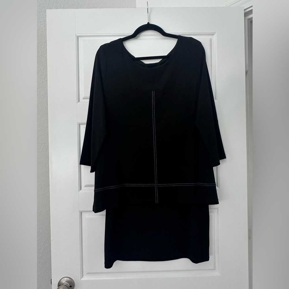 Frank Lyman Black Dress with Stitch Detail